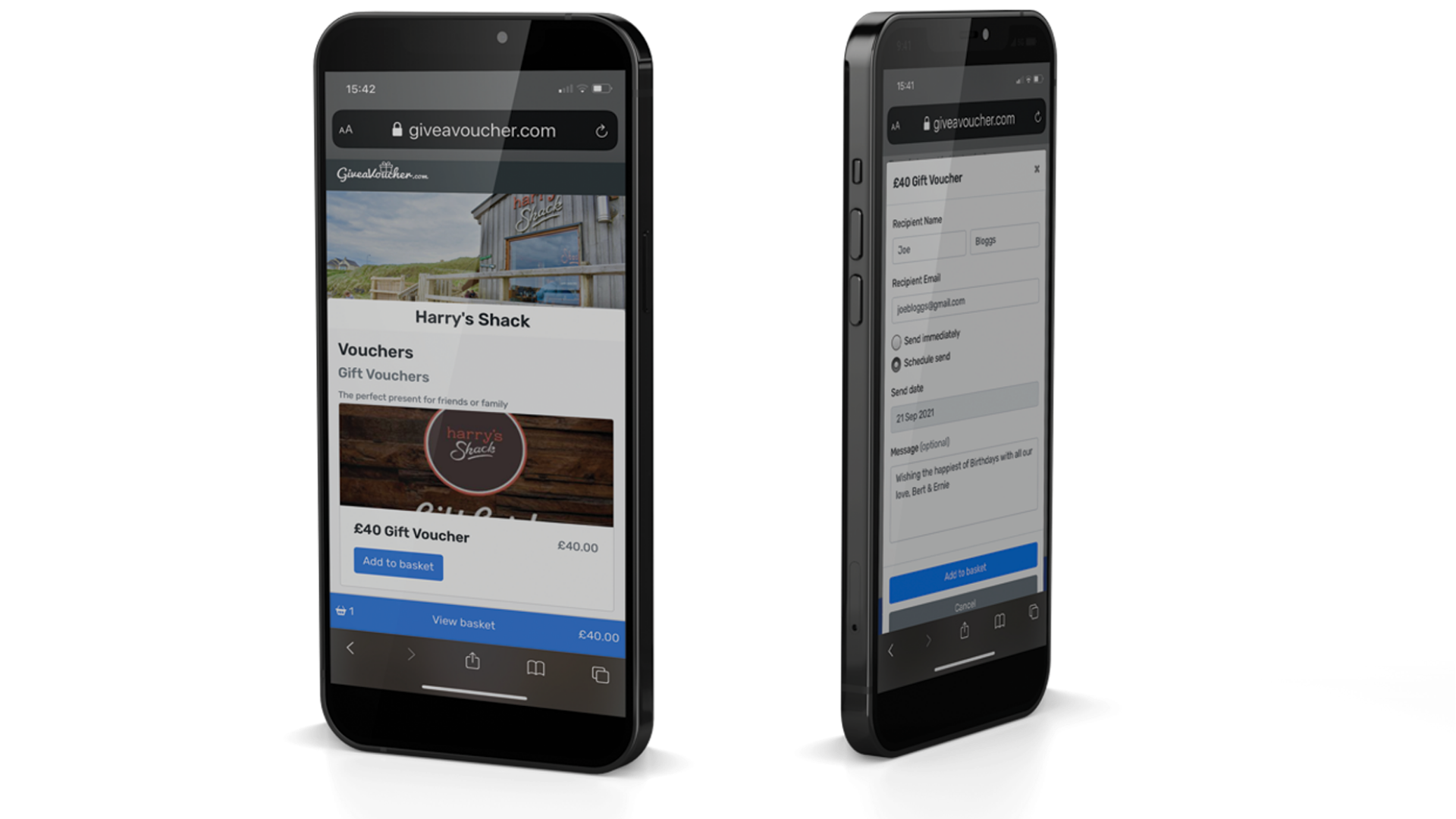 TapaPay mobile ordering and gift voucher screen
